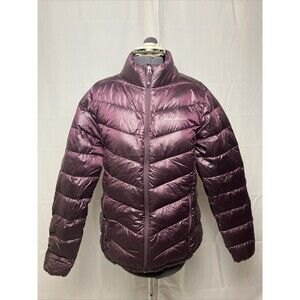 Women’s Eddie Bauer Down Puffer Packable Jacket Plum Size Medium Adjustable